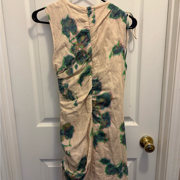 Zara Linen Print Ruched Mini Dress, NWT, Small - Picture 7 of 10